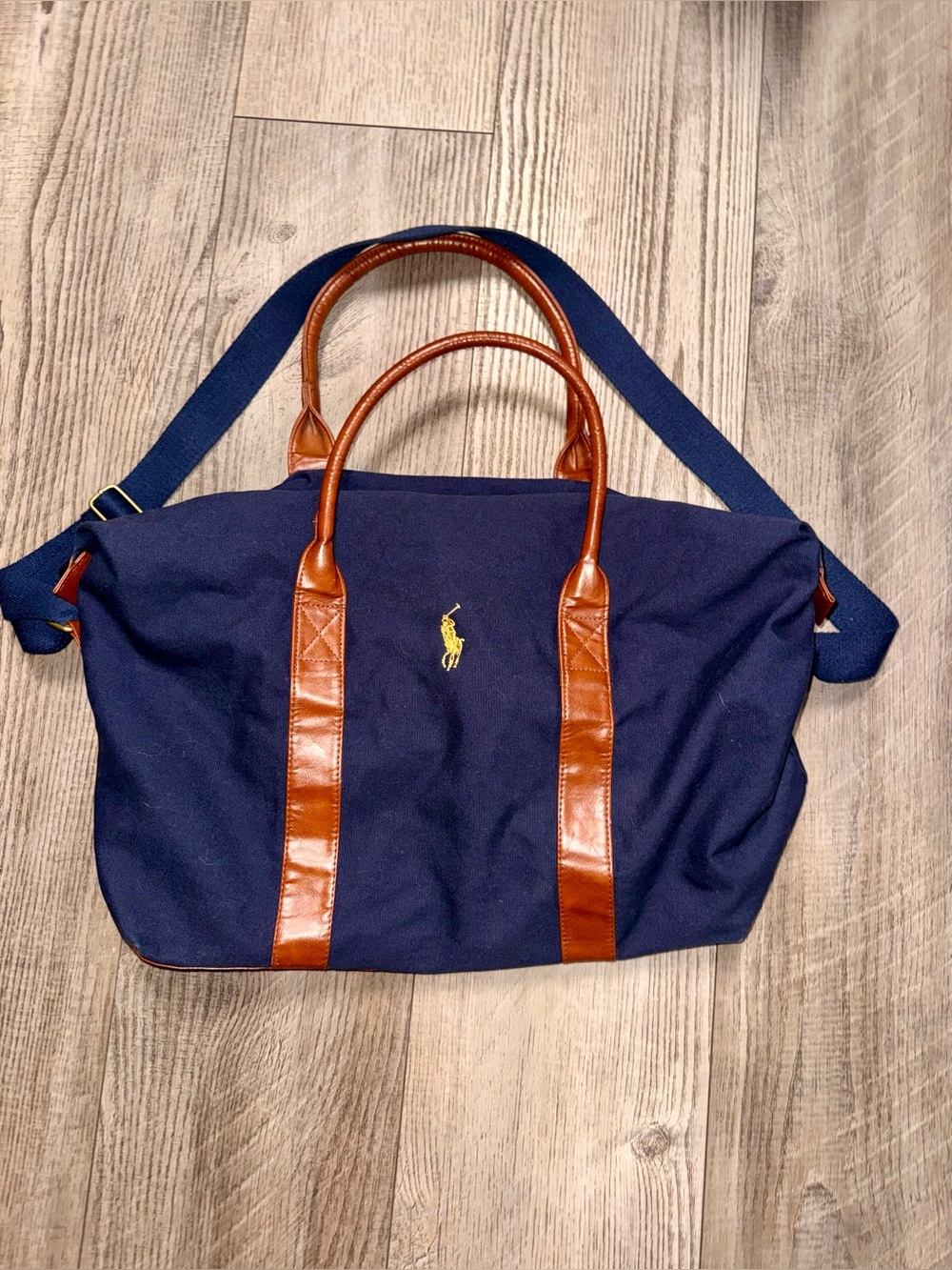 vintage Polo Ralph Lauren navy canvas duffel bag travel carryon Navy Bue